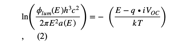 Formular for high energy tail fit to the absolute PL / EL emission flux